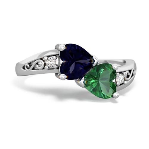 sapphire-lab emerald filligree ring