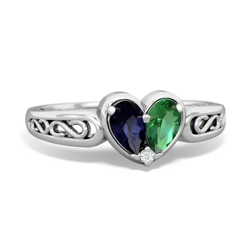 sapphire-lab emerald filligree ring