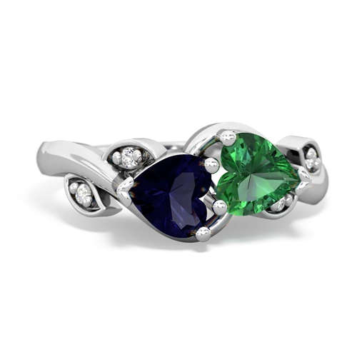 Sapphire Genuine Sapphire with Lab Created Emerald Floral Elegance ring Ring