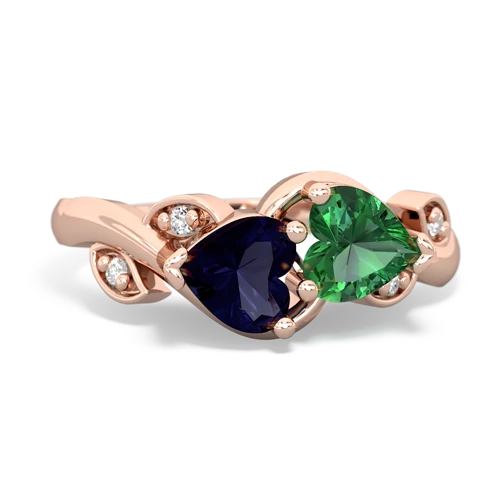 sapphire-lab emerald floral keepsake ring