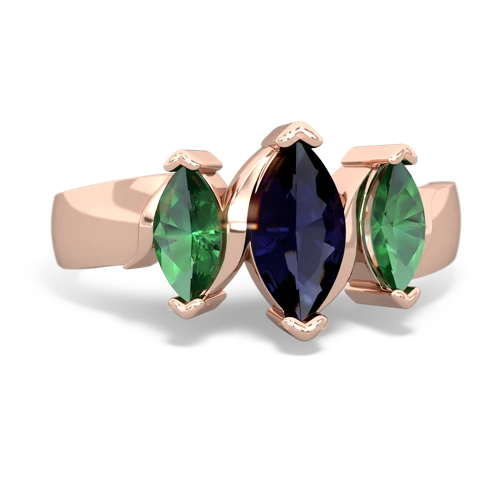 Genuine Sapphire with Lab Created Emerald and Genuine Black Onyx Three Peeks ring