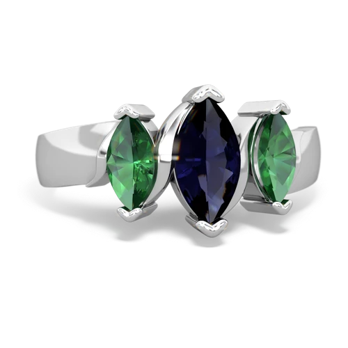 Sapphire Genuine Sapphire with Lab Created Emerald and  Three Peeks ring Ring