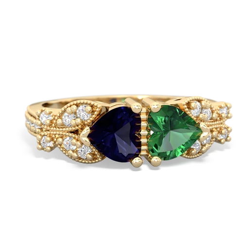 Sapphire Genuine Sapphire with Lab Created Emerald Diamond Butterflies ring Ring