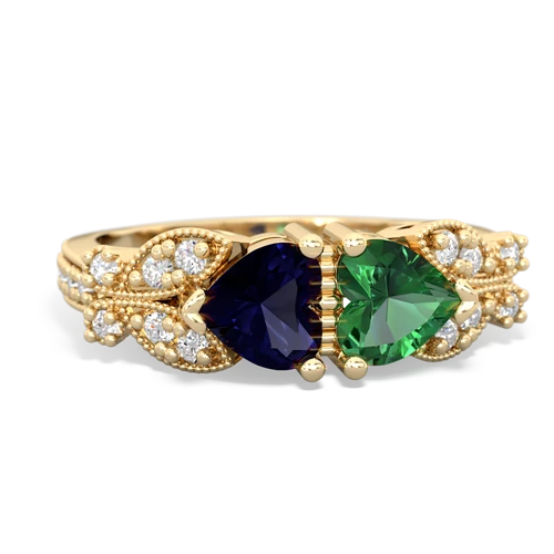 sapphire-lab emerald keepsake butterfly ring