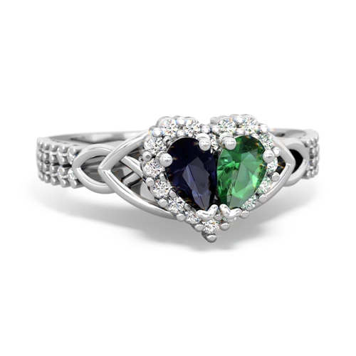Sapphire Genuine Sapphire with Lab Created Emerald Celtic Knot Engagement ring Ring