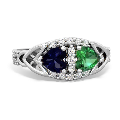 Sapphire Genuine Sapphire with Lab Created Emerald Celtic Knot Engagement ring Ring