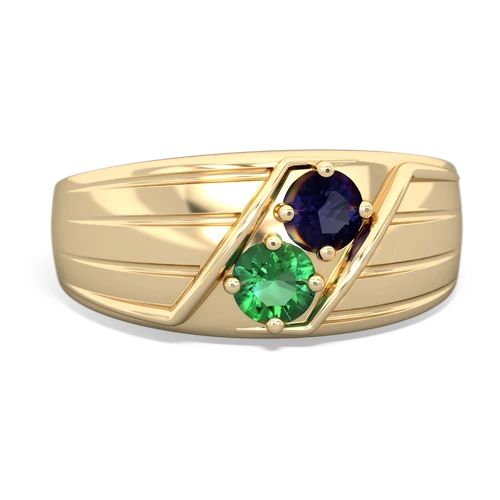 Sapphire Genuine Sapphire with Lab Created Emerald Art Deco Men's ring Ring