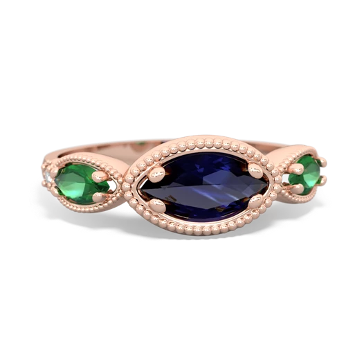 sapphire-lab emerald milgrain marquise ring