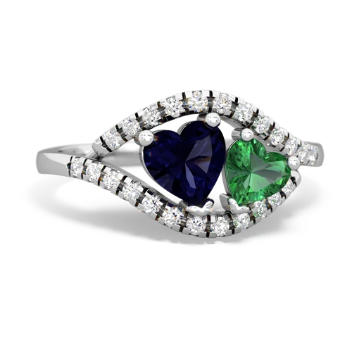Sapphire Genuine Sapphire with Lab Created Emerald Mother and Child ring Ring