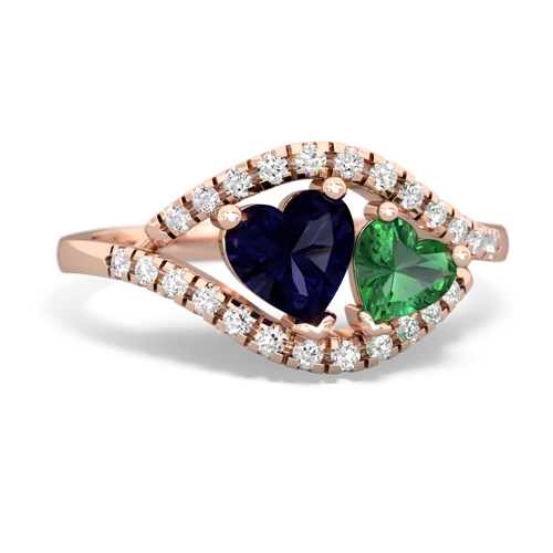 sapphire-lab emerald mother child ring