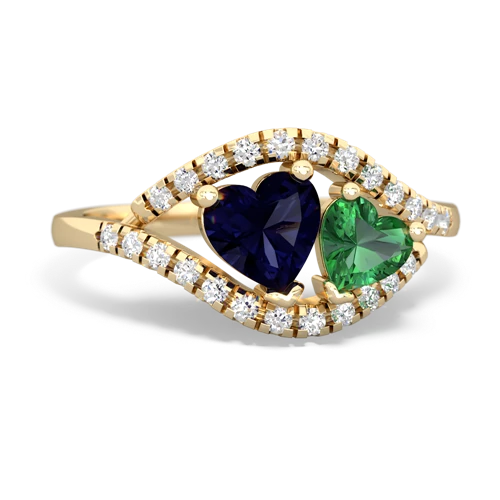 sapphire-lab emerald mother child ring