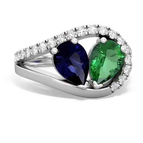 Sapphire Genuine Sapphire with Lab Created Emerald Nestled Heart Keepsake ring Ring