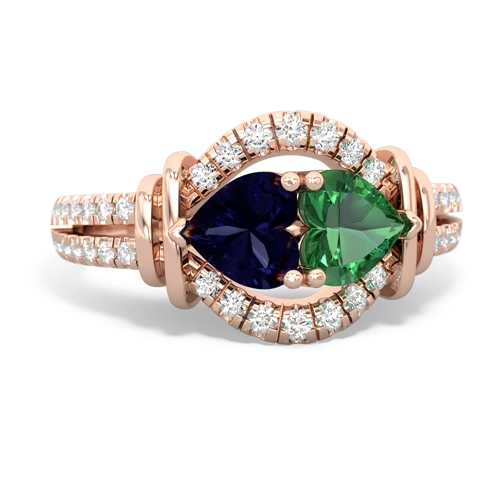 sapphire-lab emerald pave keepsake ring
