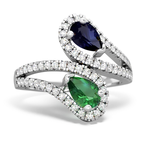Sapphire Genuine Sapphire with Lab Created Emerald Diamond Dazzler ring Ring