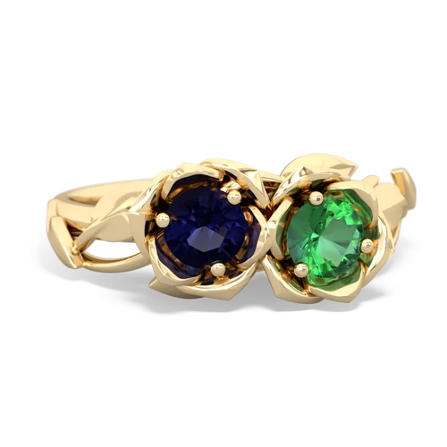 sapphire-lab emerald roses ring