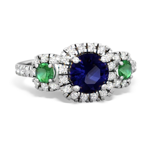 sapphire-lab emerald three stone regal ring