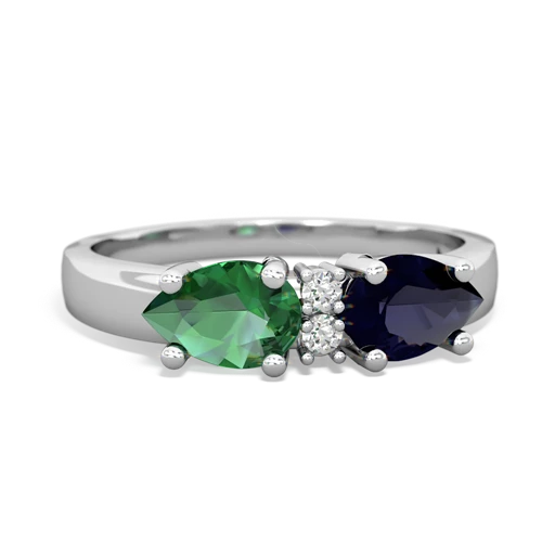 Sapphire Genuine Sapphire with Lab Created Emerald Pear Bowtie ring Ring