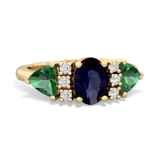Sapphire Genuine Sapphire with Lab Created Emerald and Genuine Pink Tourmaline Antique Style Three Stone ring Ring