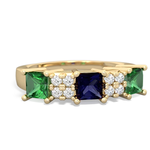 Sapphire Genuine Sapphire with Lab Created Emerald and  Three Stone ring Ring