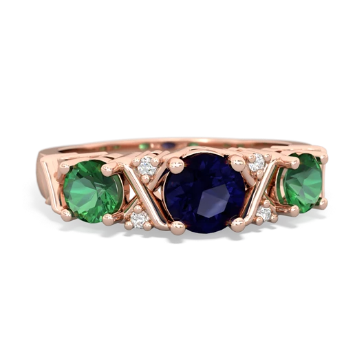 Sapphire Genuine Sapphire with Lab Created Emerald and Genuine Tanzanite Hugs and Kisses ring Ring