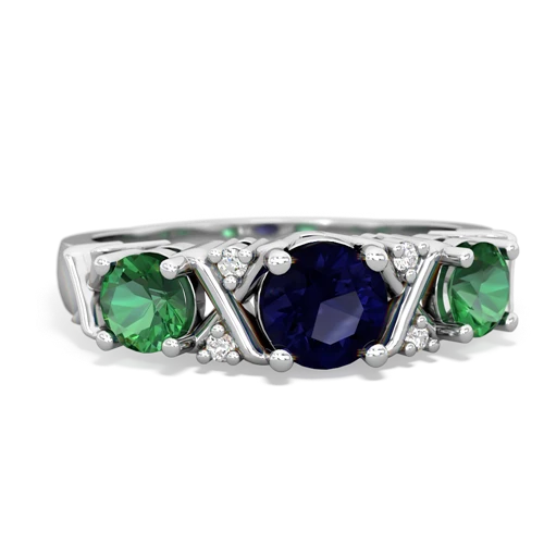 Sapphire Genuine Sapphire with Lab Created Emerald and  Hugs and Kisses ring Ring