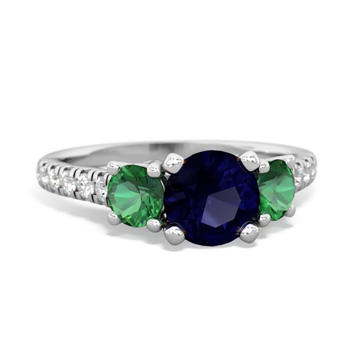 Sapphire Genuine Sapphire with Lab Created Emerald and  Pave Trellis ring Ring