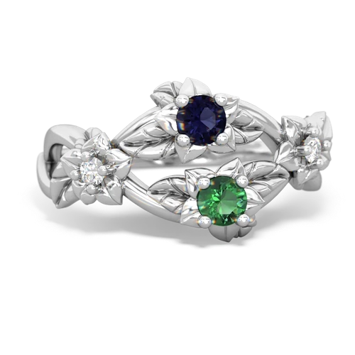 Sapphire Genuine Sapphire with Lab Created Emerald Sparkling Bouquet ring Ring
