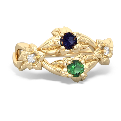 Sapphire Genuine Sapphire with Lab Created Emerald Sparkling Bouquet ring Ring