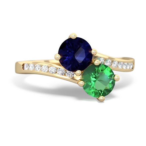 Sapphire Genuine Sapphire with Lab Created Emerald Keepsake Two Stone ring Ring