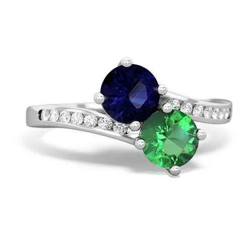 sapphire-lab emerald two stone channel ring