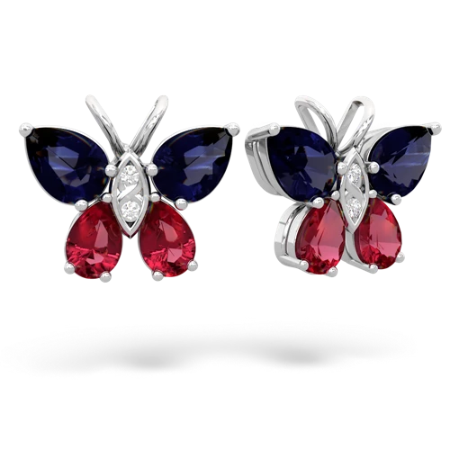 sapphire-lab ruby butterfly earrings