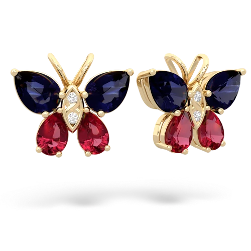 sapphire-lab ruby butterfly earrings