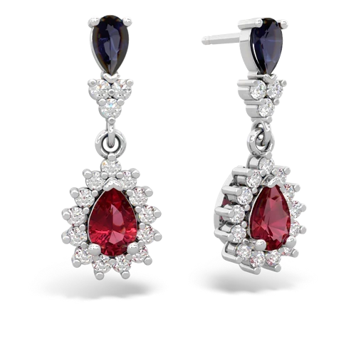 sapphire-lab ruby dangle earrings