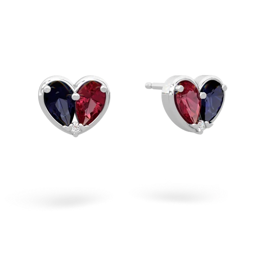 sapphire-lab ruby one heart earrings