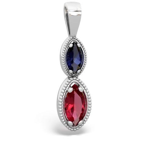 sapphire-lab ruby antique milgrain pendant