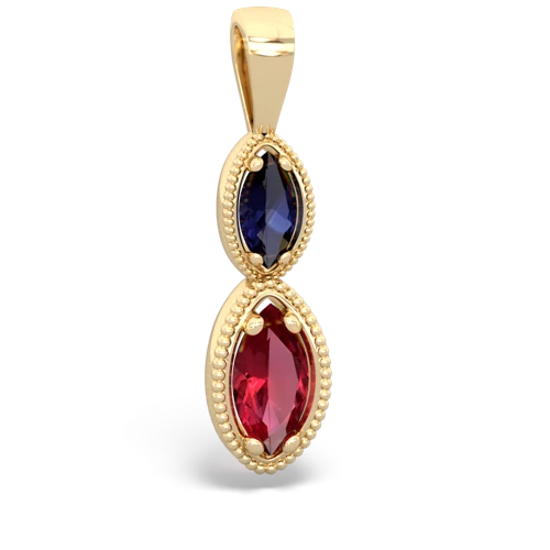 sapphire-lab ruby antique milgrain pendant