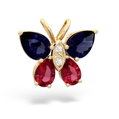 sapphire-lab ruby butterfly pendant