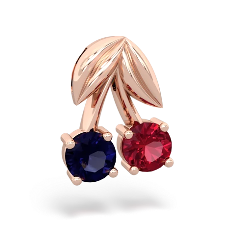 sapphire-lab ruby cherries pendant