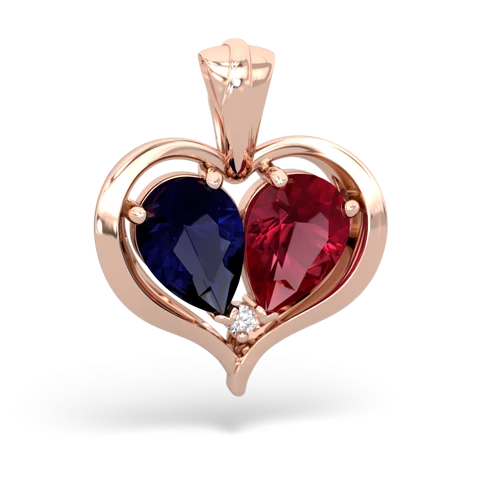 sapphire-lab ruby half heart whole pendant