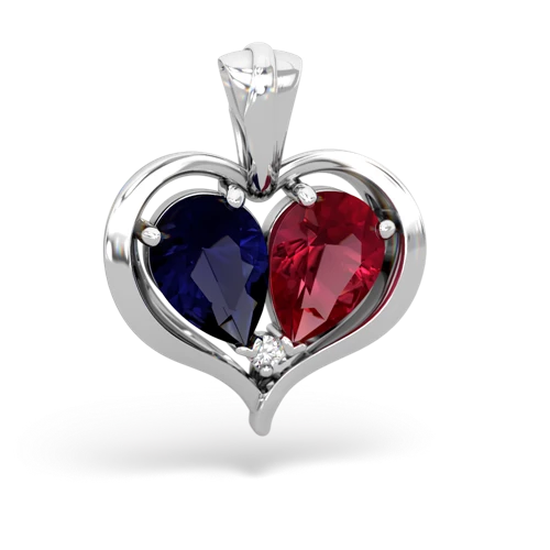 sapphire-lab ruby half heart whole pendant