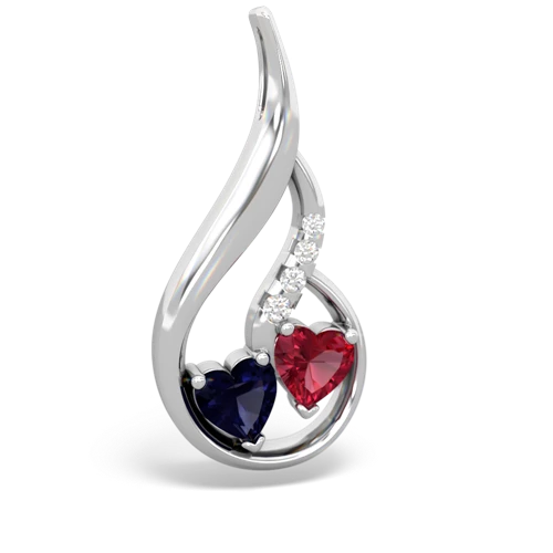 sapphire-lab ruby keepsake swirl pendant