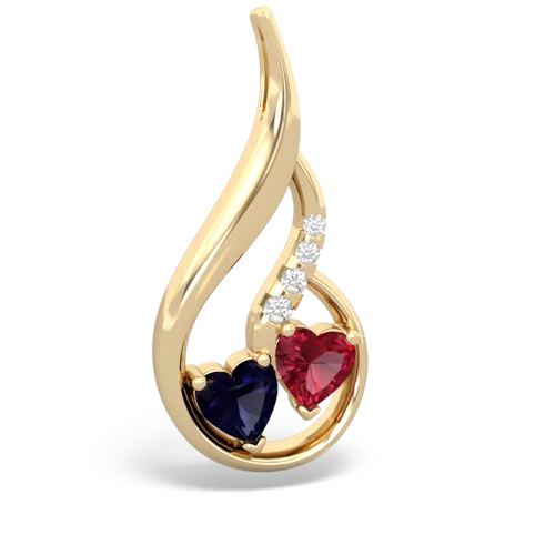 sapphire-lab ruby keepsake swirl pendant