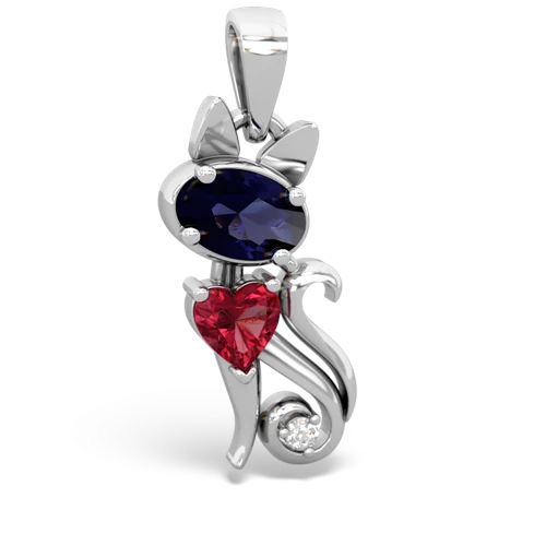 sapphire-lab ruby kitten pendant