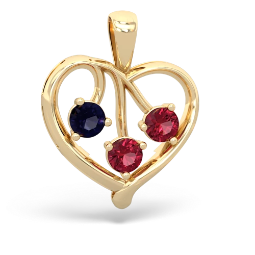 sapphire-lab ruby love heart pendant