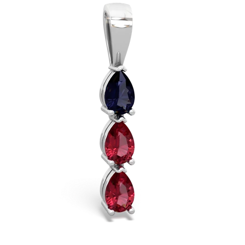 sapphire-lab ruby three stone pendant