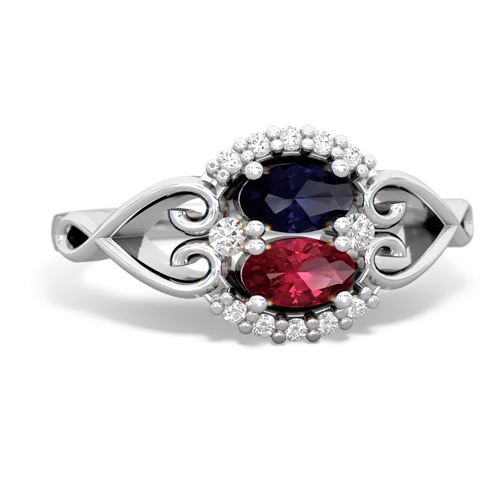 sapphire-lab ruby antique keepsake ring