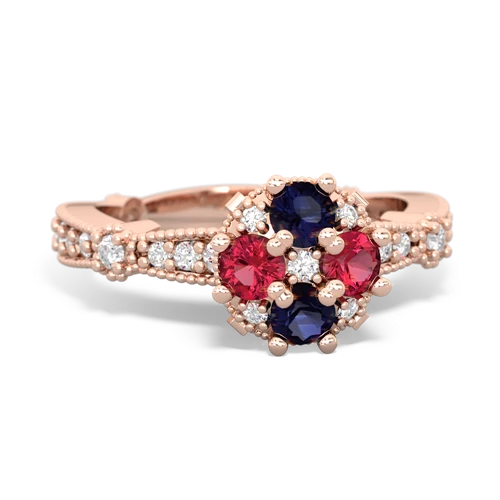 sapphire-lab ruby art deco engagement ring