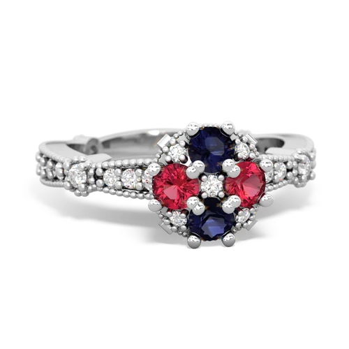 sapphire-lab ruby art deco engagement ring