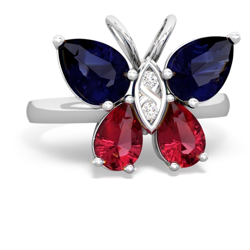 sapphire-lab ruby butterfly ring