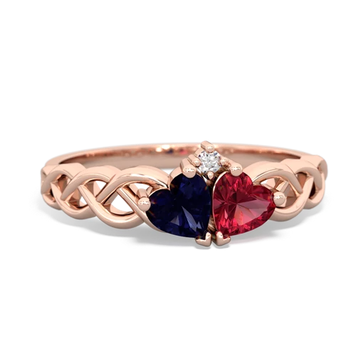 sapphire-lab ruby celtic braid ring